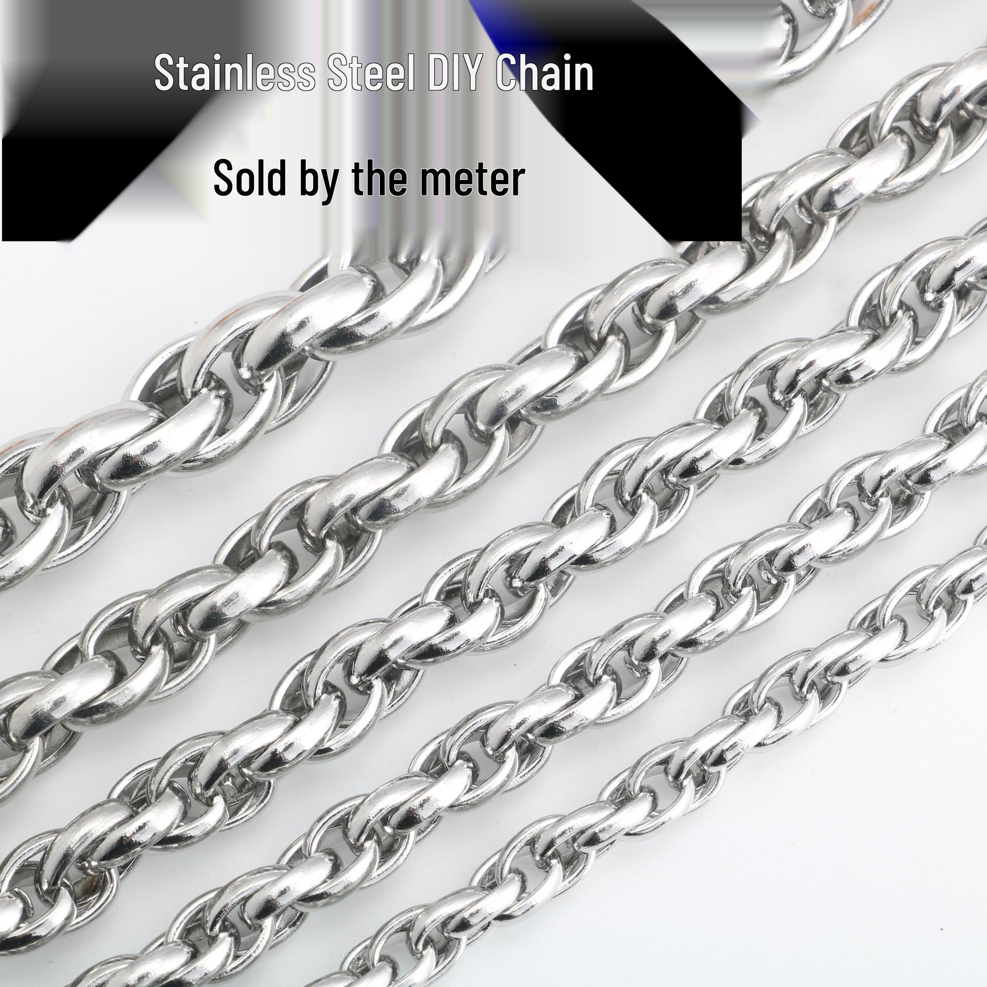 

Ожерелье из нержавеющей стали в форме яйца, с двойной застежкой, крученой цепочкой и кулоном в виде жетона для мужчин и женщин 6mm - Per Meter