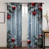 Set Of 2 Christmas Decorative Pattern Printed Curtains Window Decorations Home Room Made Polyester