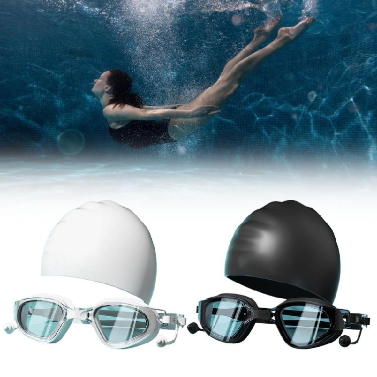 Adult Swimming Goggles with Swimming Caps, Anti-Fog Swimming Goggles Adjustable Strap, Swimming Goggles for Men Women