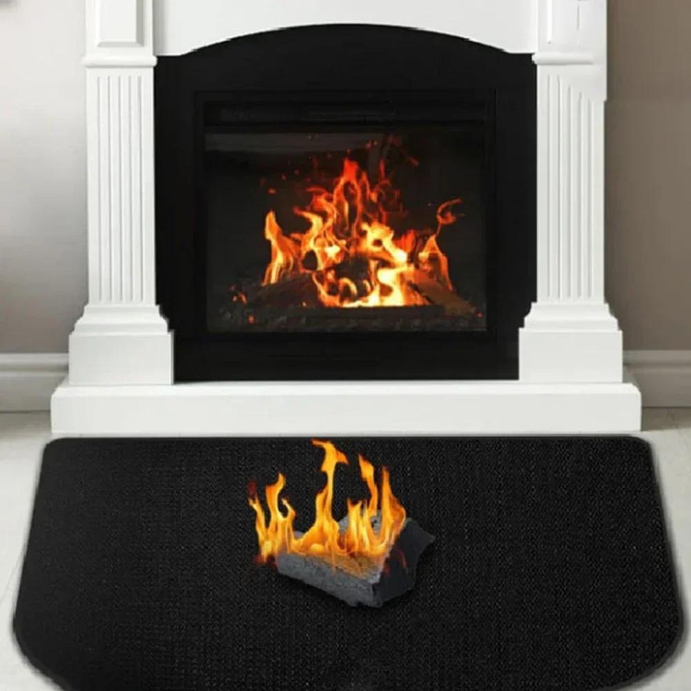 Half Circle Fireplace-Mat Oil-Resistant Silicone Fireproof Insulated Floor Protector-Mat For Stoves BBQ Grills Indoor Parts