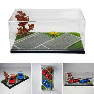 1:64 Diorama Car Display Case Storage Box Backdrop Protector Gift Collection Parking Lot Scene Model