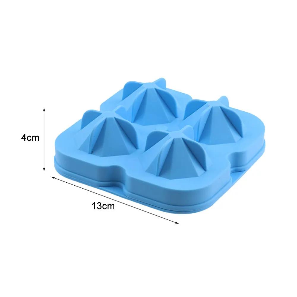 4holes Silicone Ice Mold Silicone Diamond Ice Tray Ice Cream Maker Mould Fruit Cube Mold Ice Cube Tray Mold