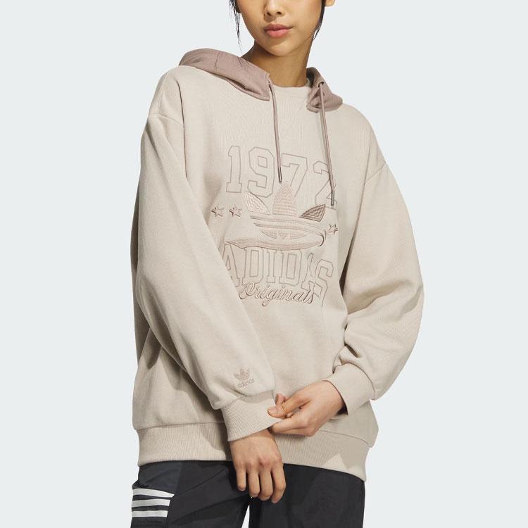 Adidas Originals Trefoil Sportswear Hoodie With Letter Logo Pattern Women Tops Light-Brown IW9412