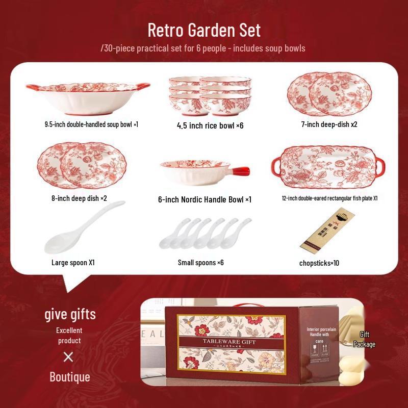 Handun Retro Garden Ceramic Dinnerware Set
