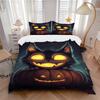3pcs Halloween Cat Bedding Set Down Comforter Cover and Pillowcases, Suitable for All Seasons(No Insert)-0729061