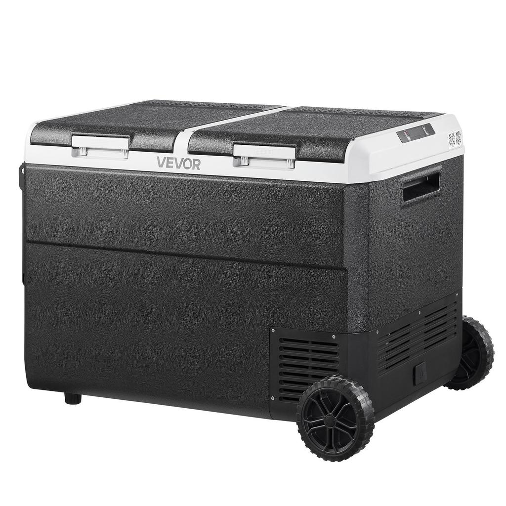 12 Volt Car Refrigerator, 95L Car Fridge, Dual Zone Portable Electric Cooler with Wheels and Handle, -20 to 20, 12/24V DC 100-240V AC Compressor
