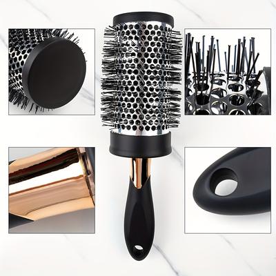 Aluminum Tube Hair Styling Comb Perming Hair Brush Hairbrush Thermal Round Barrel Comb Anti-Static Hairdress Curly Hair Rollers