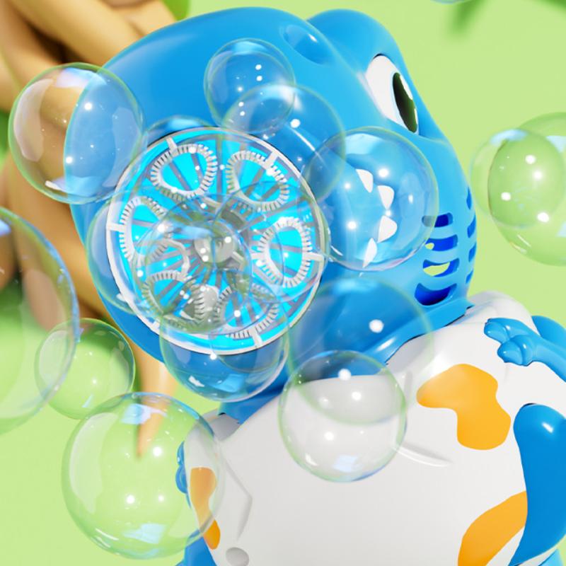 Adorable Dinosaur Bubble Gun Electric Bubble Machine Featuring Light Handheld Bubble Blowing Toy Automatic Soap Blower Warm Season Outdoor Toy
