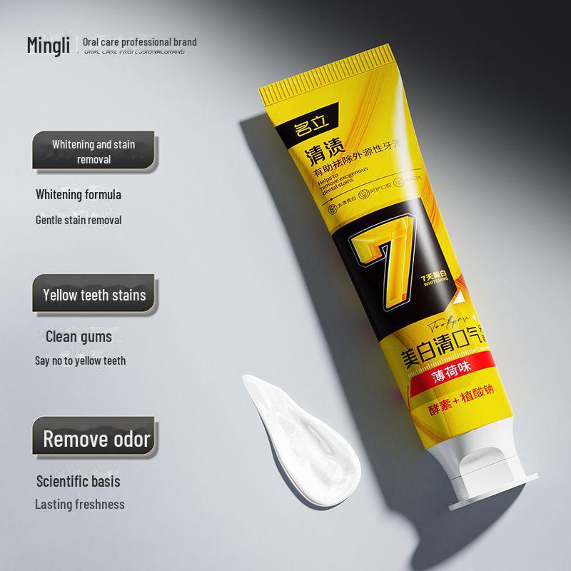 Mingli Stain Removal Toothpaste - Removes Yellow Stains, Whitens, Freshens Breath, Mint Flavor, 120g