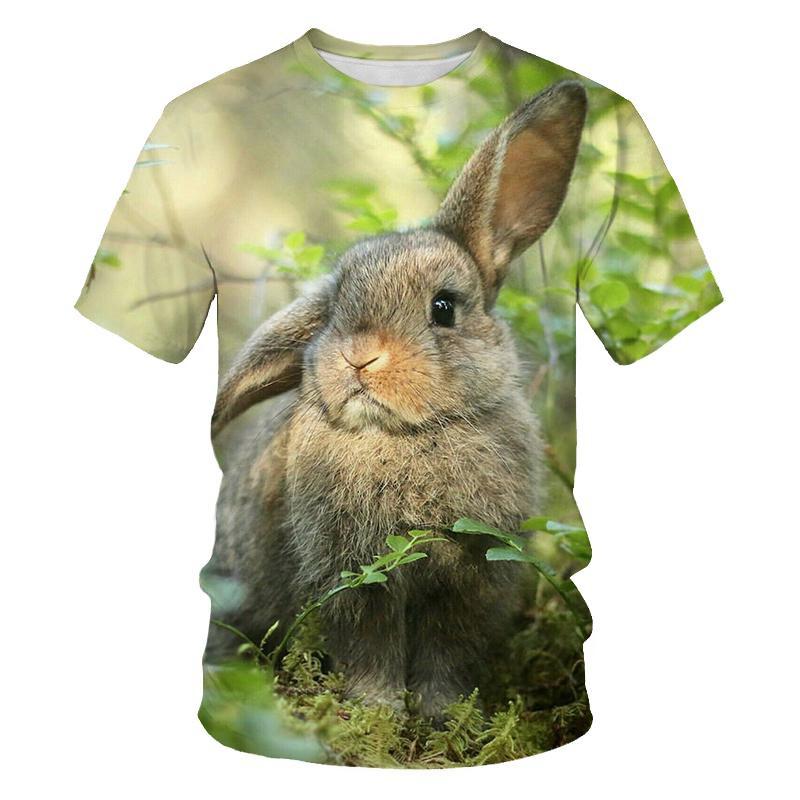 Fashion Cute Rabbit Hare Bunny 3D Print T-Shirts Summer Men Women Short Sleeve T Shirt Oversized Harajuku Tees Tops Kid Clothing