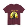 Happy Halloween Black Cat T-Shirt | Pumpkin Moonlight Bat Halloween Design Tee