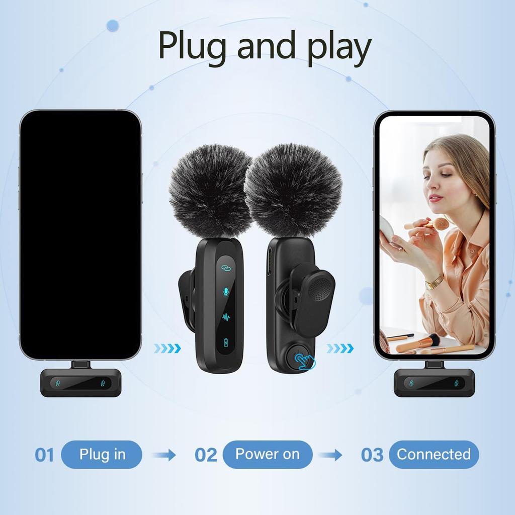 Lavalier Microphone, Compact and Durable, Long Battery Life, Type-C, Used for Video Production, Live Streaming, Interview