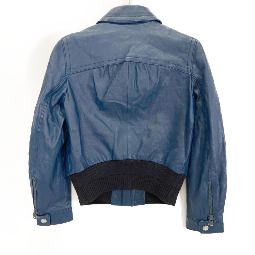COACH Blue zip lamb leather jacket Jacket 2 blueUsed