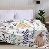 Cute Cat & Floral Pattern Fannel Blanket Warm Soft Throw Blanket for Couch Bed Living Room Home Decor Pet Lover Gift Blankets