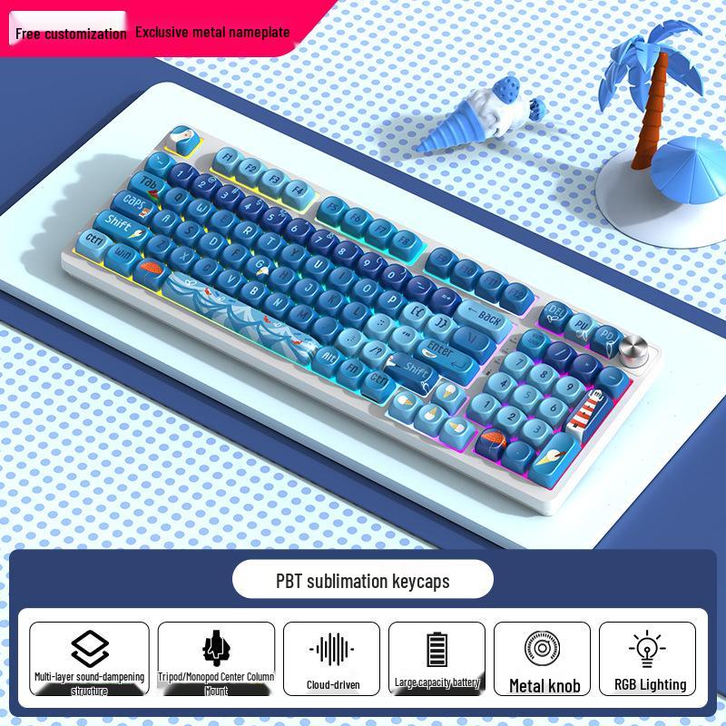 98-Key RGB Wireless Bluetooth Triple-Mode Mechanical Keyboard - Gaming, Esports & Office Customization Screen