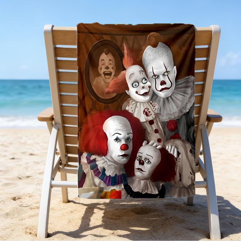 proof beach towel with a Pennywise the Dancing Clown3 pattern - soft,absorbent,quick-drying,machine washable - perfect for swimming,camping,bathing