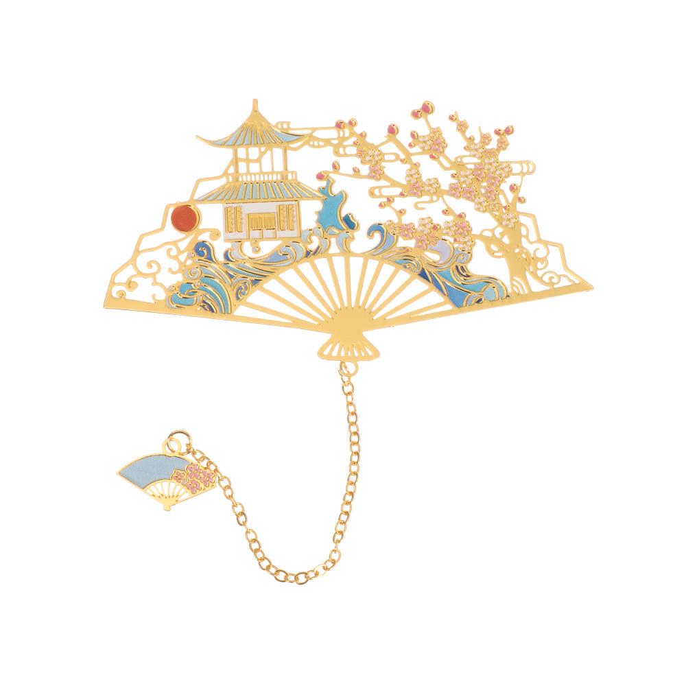 Office Supplies Chinese style Metal Pendant Retro Pagination Mark Brass Bookmark Painted Book Clip