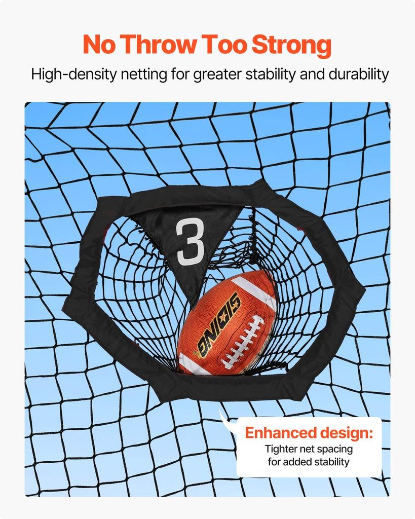 1828.8x1828.8mm Football Trainer Throwing Net, Training Throwing Target Practice Net with 5 Target Pockets, Knotless Net Includes Straps and Portable
