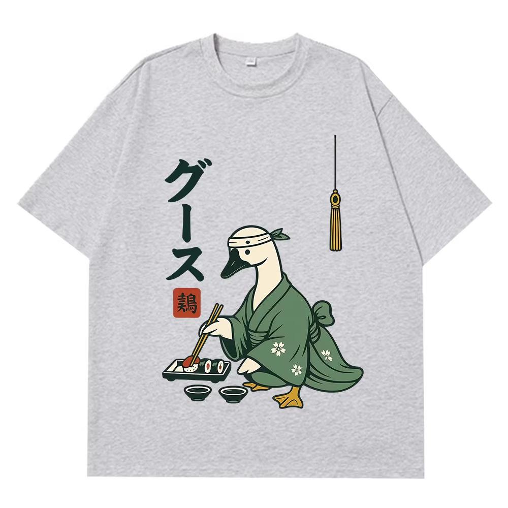 Japanese Goose Funny Sushi Goose Graphic T Shirt Unisex Women Fashion Tshirts Shortsleeved Casual Cotton Aesthetic Trend Tshirts