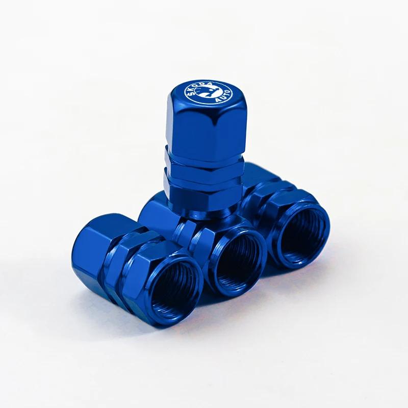 Car Sticker 2025 Hot 4Pcs Car Metal Tire Air Valve Caps For Skoda Octavia Rapid Kodiaq Karoq Fabia Kamiq Superb Derivative Visio