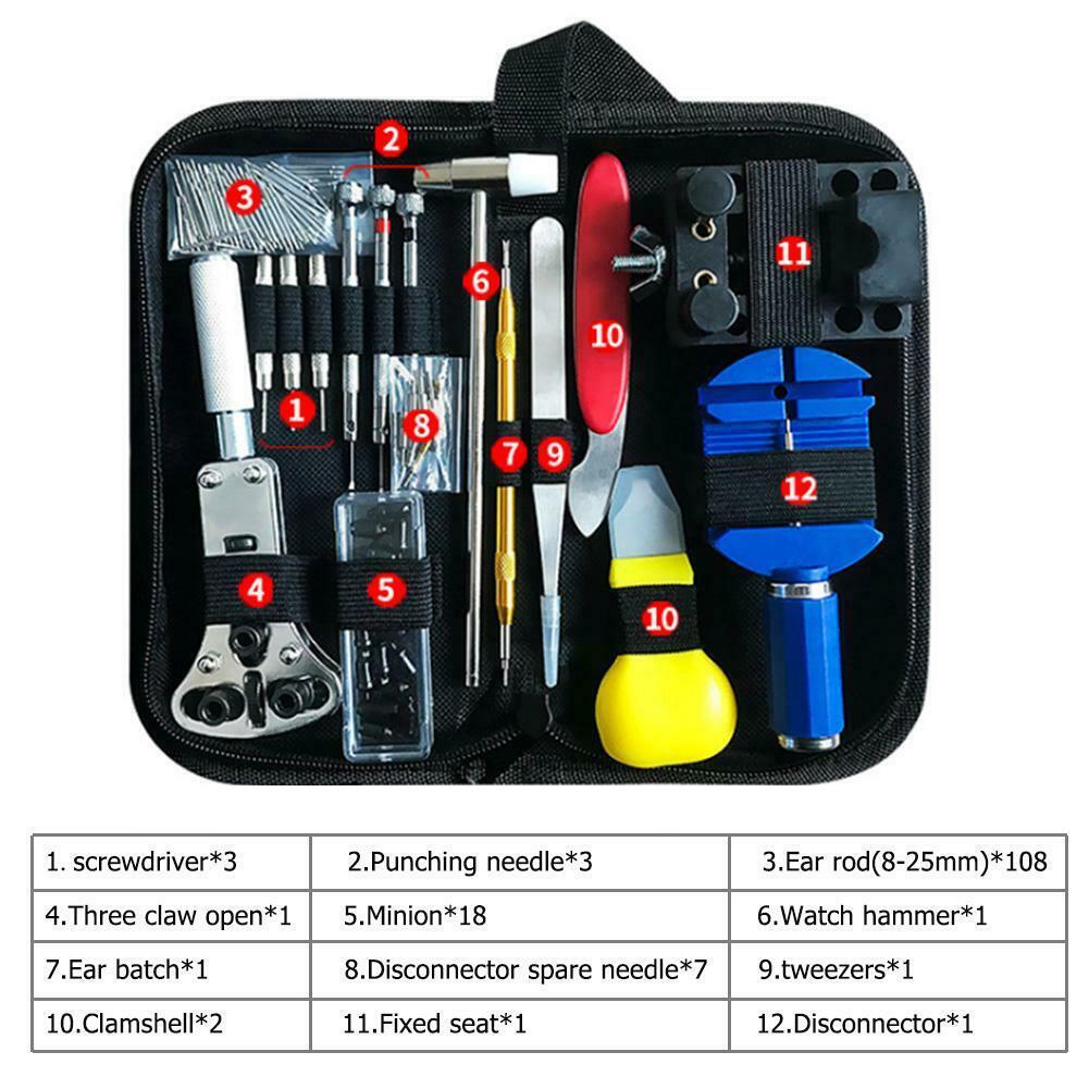147Pcs Watch Clock Watch Link Pin Dissolving Opener Housing Repair Tool Kit Set Opener Link Spring Bar Remover Horlogemaker Ger