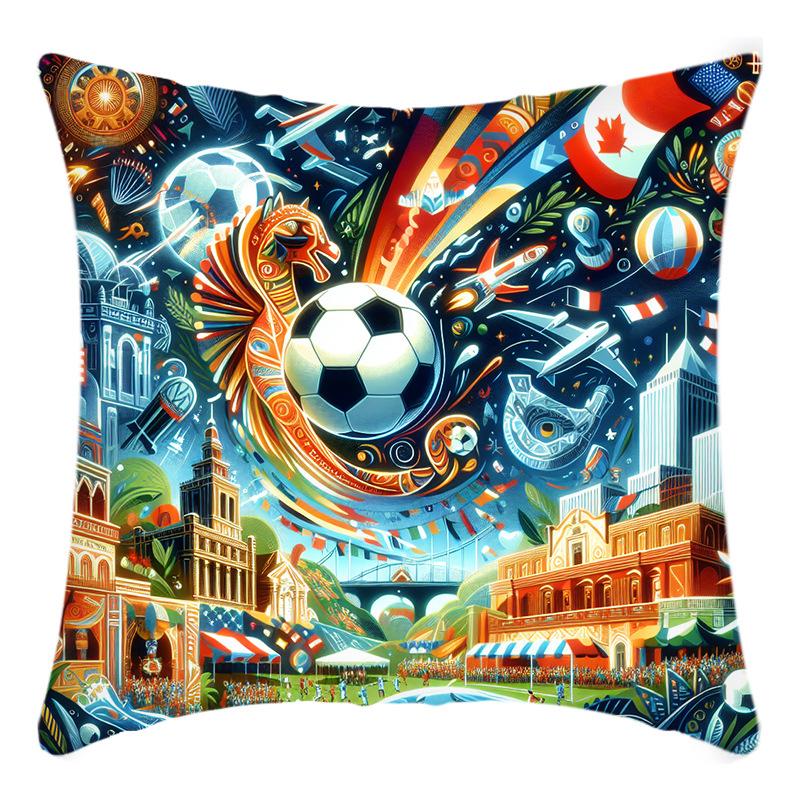 

Printed Cartoon World Cup Pillowcases From The US, Canada and Mexico, Colorful Football Office Pillow and Cushion Covers for Home Use 45 * 45Cm pillowcase