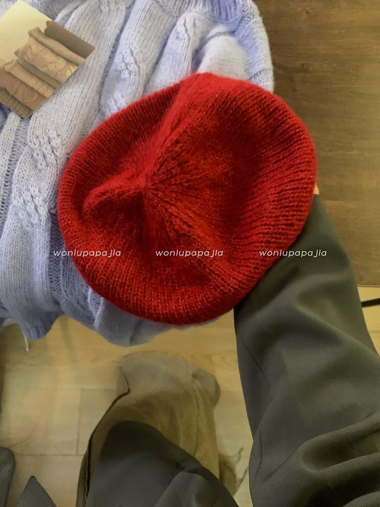 Knit Mohair Stylish Beret Hat For Women Warm And Fuzzy Painter Cap In Multiple Colors