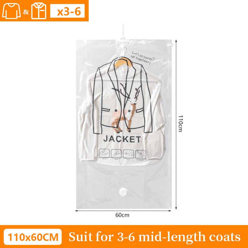 1pc Closet Hanging Organizer Vacuum Bag For Clothes Storage Bag With Hanger Space Saving Clear Seal Bags Wardrobe Compressed Bag