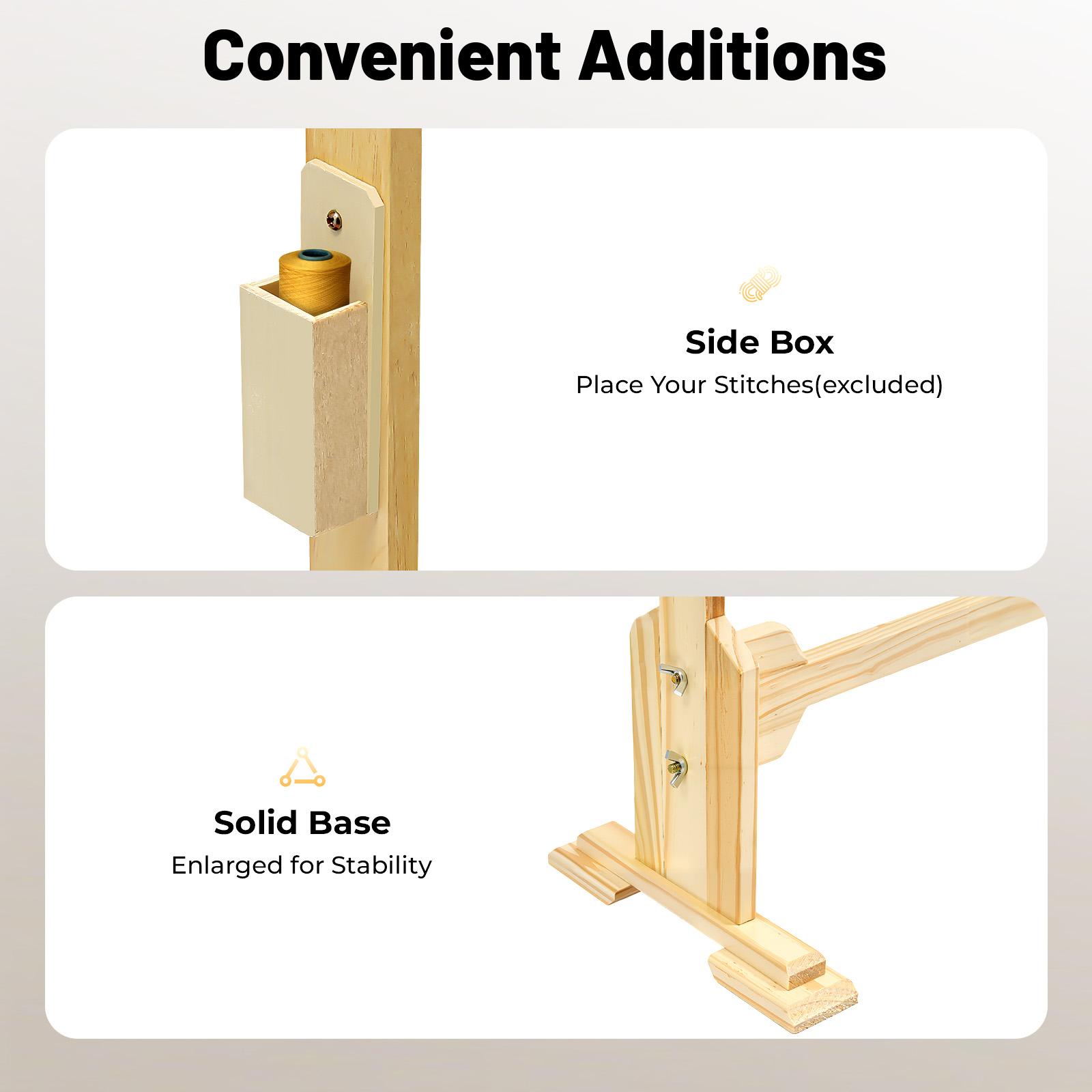 

Embroidery Stand,Wood Cross Stitch Frame Sewing DIY Floor Stand (29.53*15.75in) 360 ° & 5 Adjustable Heights with Side Box United States