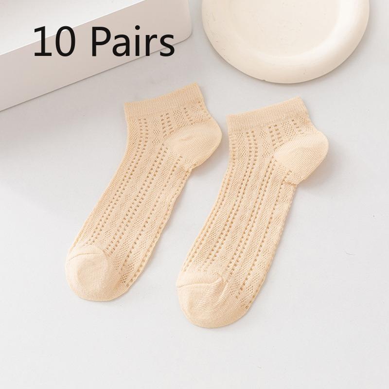 

10 Pairs of Female Spring and Autumn Lace Mesh Hollow Mesh Breathable Crystal Silk Shallow Mouth Invisible Socks 10 Pairs