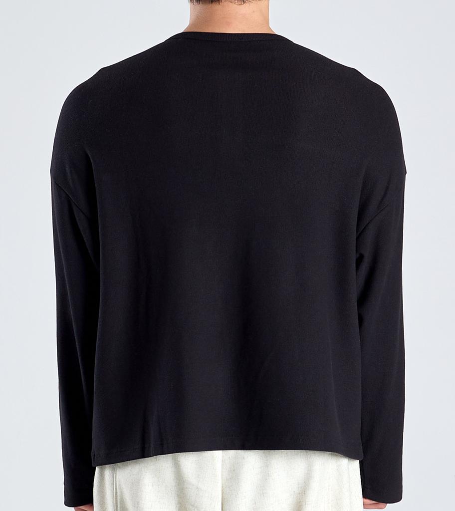 Beoteunseoul Ecocosy Henley Neck Knit T-Shirt (Black)