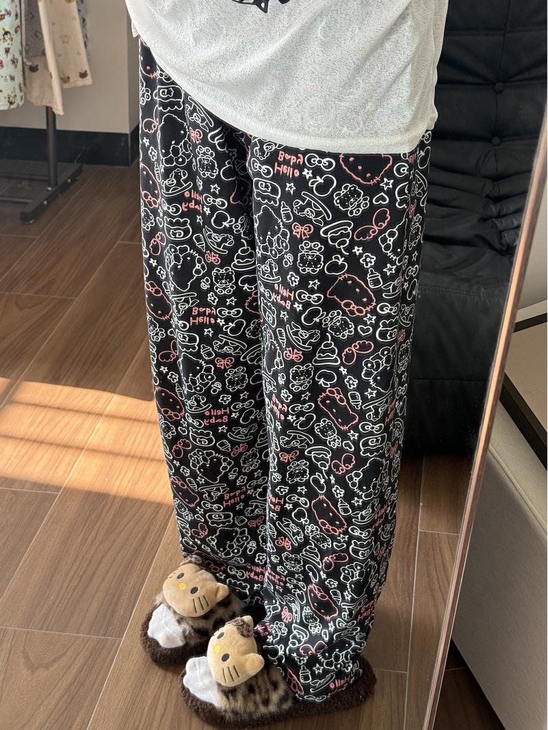 

Hello Kitty Girls Cartoon Pajama Pants - Wearable Spring & Autumn Long Pants L (Recommended 95-115 Jin)