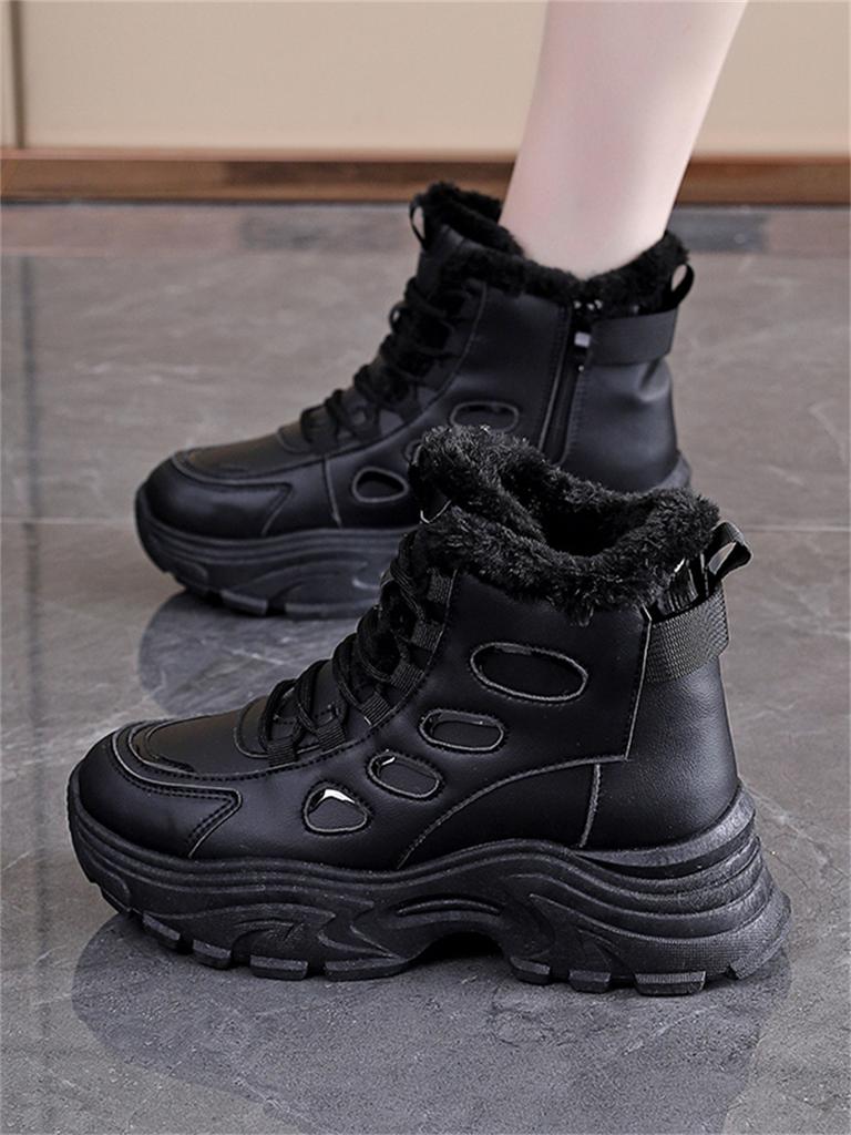 TUINANLE Winter Women's Plush Cotton Thick-Soled Dad Shoes - Warm & Sporty Super Plush Sneakers Ladies