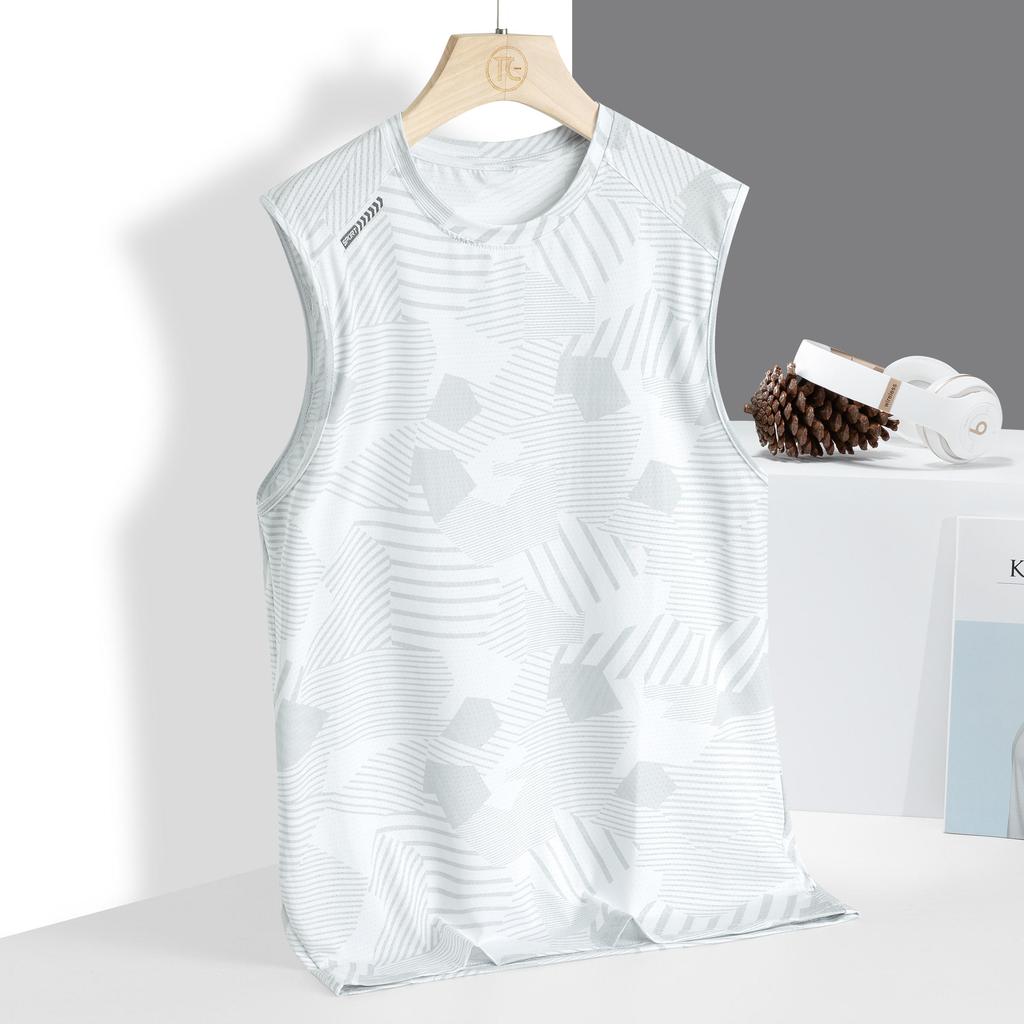 Men's Sleeveless Camisole Short Sleeved T-shirt Plus Size Quick Drying Thin Sports Top