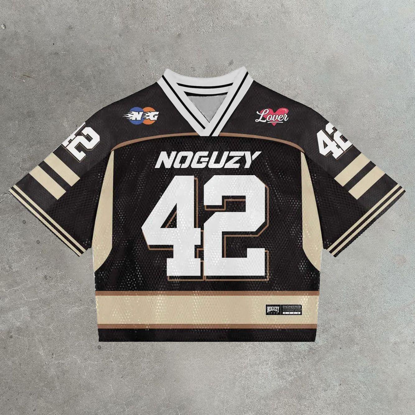 

ZYLLO Y2K Американська футболка Хараджуку Хіп-хоп Мода Футбольна Джерсі Вуличний одяг Вінтажний Повсякденний Дихаючий Сплайсинг Вільний Короткий рукав L