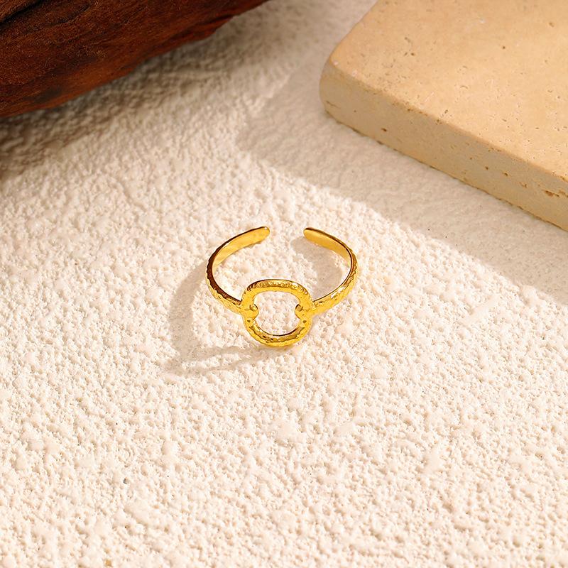 New Open Gold Circle Titanium Steel Ring 111 Non-fading Stainless Steel Ring High-end Jewelry Women