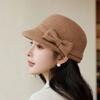 Womens Wool Felt Beret Hat With Bow Detail French Vintage Elegance Winter Riding Style