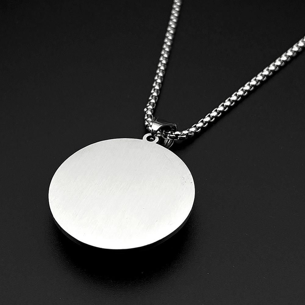 HEILIGER MICHAEL Erzengel besiegt den Teufel Glasmedaille Anhänger Halskette Edelstahl Goldbeschichtet Christliches Amulett Schmuck