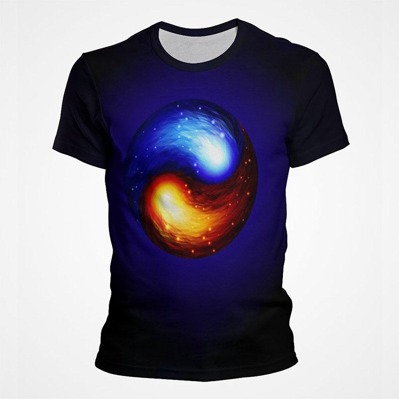 Sommar herr 3D-tryckt T-shirt Yin Yang Gossip Punk Style Kortärmad T-shirt Cool Tops T-shirts