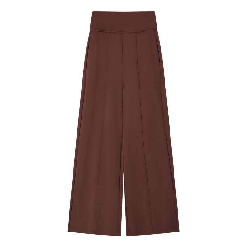 

Женские широкие брюки кофейного цвета с высокой талией - Свободные, струящиеся, не прилипающие, в пол, идеально подходят для весны. Medium кофейный