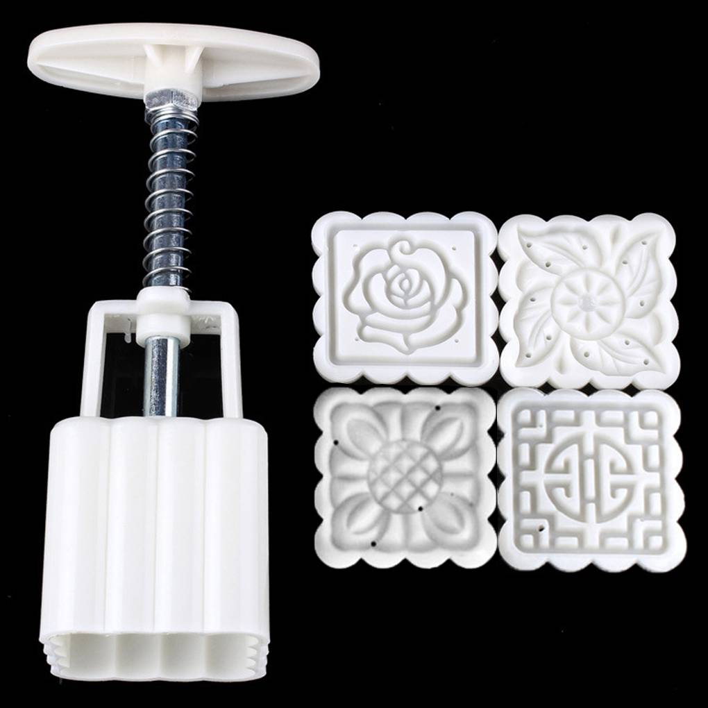 Reusable Square Hand Press Moon Cake Cookie Maker Stamp Mold Mid-autumn Festival DIY Decoration