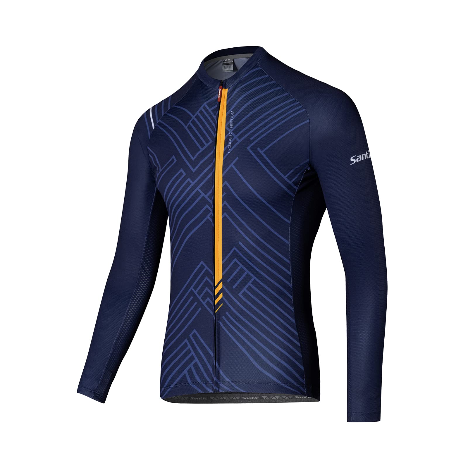 

Santic Men s Elastic Long Sleeve Cycling Jersey for Spring and Autumn, Breathable, Moisture-Wicking, Quick-Drying, Navy, XXL