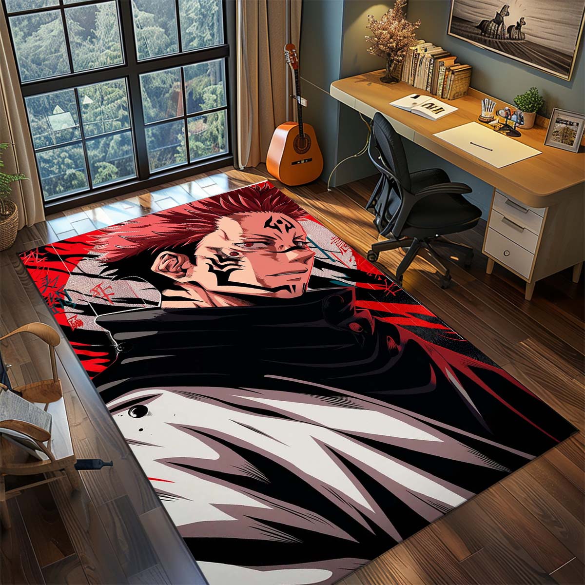 

Ковер Аниме Jujutsu Kaisen Большой Ковер Нескользящий Моющийся Коврик для Пола Комната Геймера Спальня Домашний Декор -QJY 60x90cm