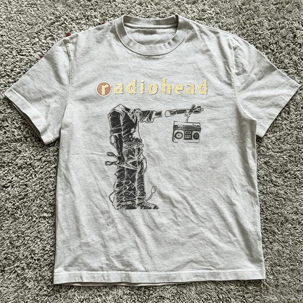 Summer Womens Vintage Radiohead Tshirt Cotton Streetwear Oversized Loose Casual Short Sleeve Suitable for All Seasons Tops
