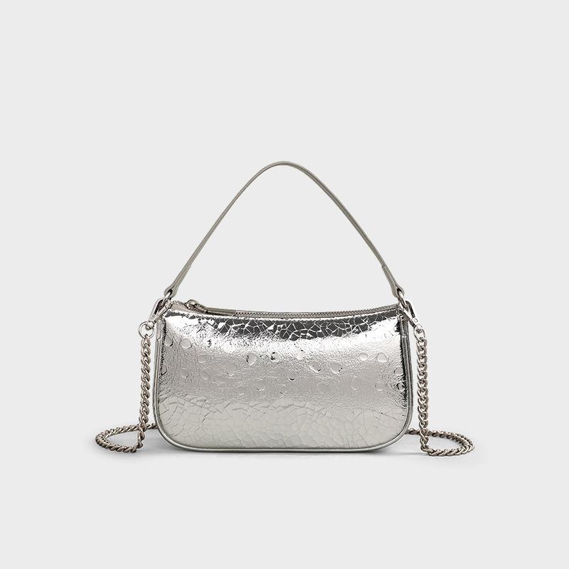 Bag women's autumn and winter new chain versatile messenger bag silver high-end small square bag handbag shoulder bag