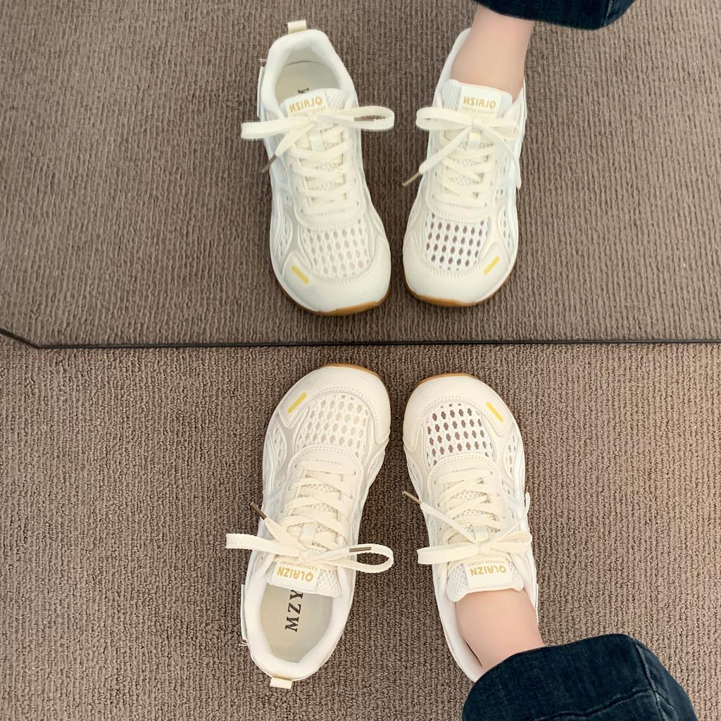 Dexun little white shoes women's mesh breathable 2025 summer new single net light Forrest Gump shoes casual sports running shoes