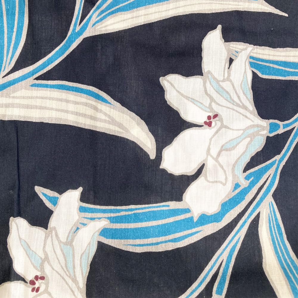 Kyoto Kimono Yuzen Women's Two-Piece Floral Yukata Set with Obi (Heko Obi) (Navy with Lilies)