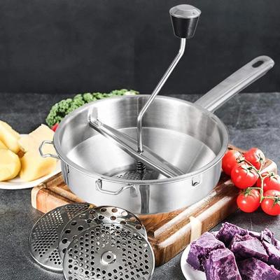 Multifunctional Food Mill Stainless Steel Manual Potato Mashers  Vegetable  Mud with 3 Ing Discs