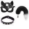 3 pièces 40CM Queue de Renard Plug Anal Collier Sexy Masque de Chat Produits Sexuels Exotiques Pour Adultes Jeux Bondage BDSM Jouets Sexuels Pour Femmes