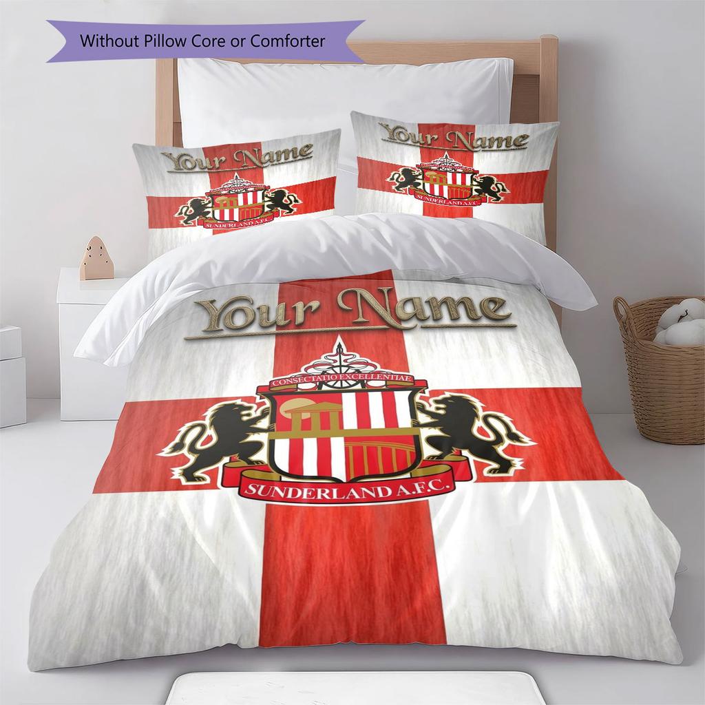 Sunderland A.F Custom Name Pattern Bedding,Quilt Set Quilt Cover Pillowcase Home Birthday Gift(1 * duvet cover + 2 * pillowcase, without core)